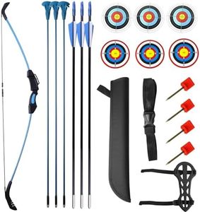 40‘’Archery Bow Suitable for Beginners and Teenagers in Archery with Three Levels of Weight Adjustment Suitable for Training and Improving Archery Skills in Various Scenarios (Blue)