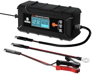 DCHOUSE 5 Amp 12V Lithium Battery Charger, 12V Smart Trickle Charger for Car Motorcycle, Automotive Battery Maintainer and Desulfator for Lead Acid LiFePO4 Battery.