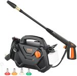 VEVOR Electric Pressure Washer, 2150-PSI 1.85-GPM, Foam Cannon High-Pressure with 5 Different Nozzle, 20ft Hose/35ft Cord Lightweight Washer, Portable Cleans Cars/Fences/Patios/Furniture/Floor/Window
