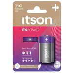 ITSON, C batteries, pack of 2, eco-friendly packaging of 95 Percentage recycled materials, for clocks, torches, remote controls, made in EU