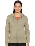 Marks & Spencer Women Pure Cotton Zip Up Regular Hooded Neck Hoodie t41_6386C_6_Faded Khaki (Xs), Brown