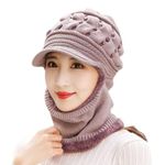 Dressify® Women Full Face Cover Winter Fur Neck Cover and Beanie Visor Cap, Monkey Cap for Girls & Ladies Khakhi Color