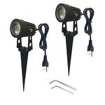 Pack of 2, WeFoonLo Outdoor LED Landscape Lights Waterproof Spotlight with Spike Stand and Plug for Driveway, Outdoor Lawn Lighting, Flood Garden, Yard (5W Mini Warm White)