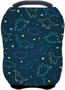 Car Seat Covers Canopy Cover - Multi-use Cover Carseat Canopy, Breathable Breastfeeding Cover, Car Seat Covers for Bbies, Boys & Girls Shower Gifts (Dark Blue Dinosaur)