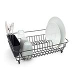 simplywire - Dish Drainer - Anti Rust Drying Rack – Cutlery Basket - Black Plastic Coated Steel