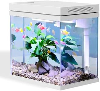 Craftsboys 9L Fish Tank, Nano Glass Aquarium, Upgrade Filter system and LED Light, for Freshwater & Marine, Filter Balls Included (White, 9L)