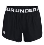 Under Armour Girls' Play Up Solid Workout Gym Shorts (Black/White, Small)