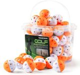 BRAMASOLE Weighted Practice Golf Balls Plastic Value 50 Pack with Bucket, Limited-Flight & Colorful Training Balls for Indoor Outdoor Backyard Use, Durable Easy-to-Find Balls (Orange)