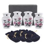 BOLD & DIVINE Small White Keepsake Urns for Human or Pet Ashes, Set of 4 Hummingbird Mini Urn Set of 4 with Premium Box & Funnel- Honor Your Loved One - Perfect for Adults & Infants