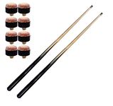 cueball16 2 x 42 SHORT - MEDIUM POOL CUES For KIDS & SMALL PLACES & 8 FREE Spare TIPS