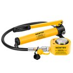 NEWTRY 5T Low Profile Hydraulic Jack Porta Power Kit + CP-180 Manual Hydraulic Hand Pump, Industrial Mini Hydraulic Cylinder, Stroke 0.24”