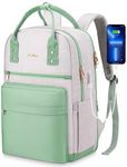 YAMTION School Backpack for Teens Girls Cute Bookbag Book Bags Laptop Bag,Computer Bags for Women for College Work Office Mochila de Viaje Mujer, 15,6 inch, Greengray