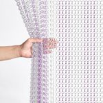 Gluwoer Aluminium Chain Curtain 90 x 200cm Metal Door Fly Screens Insect Control Curtain for Doorways (Silver & Purple)