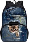 Belidome Kawaii Cat Backpack for School Girls Elementary Primary Kids Shoulder Book Bag with Front Side Inside Pockets