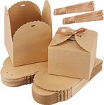 Glamifirsto Kraft Small 50 Brown Paper Gift Box For Presents, Small Empty Kraft Gift Boxes With Ribbon For Packaging Candy, Cookie, Chocolate, Craft, Candle, And Other Small Gifts