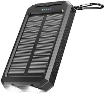 Solar-Charger-Portable-Charger, Power Bank 30000mAh Battery Pack with Dual 5V USB-A Port Output Compatible with iPhone, iPad, 2 x Bright LED Flashlight Perfect for Hiking, Camping, Outdoors