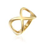 Dtja Minimalist Infinity Knot Band Rings for Women Girls Stainless Steel High Polished Comfort Fit Tarnish Resistant Eternity Wedding Promise Statement Ring Simple Jewelry Gifts for Her Him