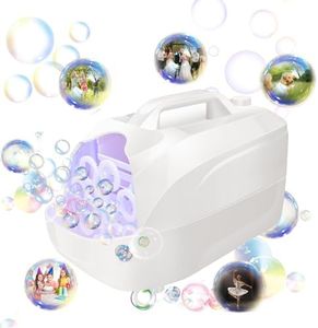 Bubble Machine Automatic Bubble Blower, 5000+ Bubbles Per Minute with 2 Speeds, 8 Wands Bubble Maker for Kids and Toddler, Summer Toys for Outdoor Indoor Party Birthday (White)