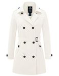 Wantdo Women's Warm Trench Coat Double-Breasted Coat Windproof Outerwear Jacket Ladies Slim Fit Jackets Cream Beige L