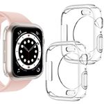 [2 Pack] Goton Bumper Case for Apple Watch Series SE2 SE 6 5 4 40mm, Ultra Thin Soft TPU Shockproof Case Cover Bumper Protector for iWatch Accessories (No Screen Protector) 40mm Clear+Clear