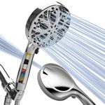 SparkPod 10-Mode Filtered Shower Head with Hose - 5" High Pressure Shower Heads with Filter - Handheld Shower Head Filter with Built-in Power Jet, Stainless 6ft Hose and Bracket (Polished Chrome)