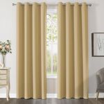 CUCRAF Blackout Curtain Thermal Insulated Eyelet 2 Panels Blackout Beige Curtains for Living Room/Bedroom,W55 x L96 inch, Beige