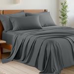 Shilucheng Bamboo 6-Piece California King Size Bed Sheets Set 1800 Thread Count 16 Inch Deep Pockets Cool Eco Friendly Soft and Comforterble (Cal King,Dark Grey)