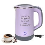 TEMPTIPS 0.8L Small Electric Kettle Stainless Steel,600w Low Power Mini Portable Tea Kettle, Double Wall Travel Hot Water Boiler,Auto Shut-off & Boil-Dry Protection, Office Student Dormitory