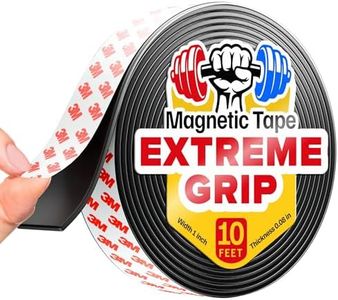 Flexible Magnetic Tape - 1 Inch x 10 Feet Magnetic Strip with Strong Self Adhesive - Ideal Magnetic Roll for Craft and DIY Projects - Sticky Magnets for Fridge and Dry Erase Board