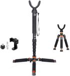 Hunting Monopod Shooting Stick Tripod Stand Gun Rifle Shooting Rest Aluminum 21"-67" Shooting Tripod with 360° Rotating V Yoke Head for Hunting, Shooting, and Outdoors - Black