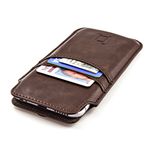 Dockem Provincial Wallet Sleeve for iPhone SE 3 (2022), 13/12 mini, SE 2 (2020), 8, 7, 6S, 6: PU Leather Card Case: Slim Professional Pouch Cover with 2 Card Holder Slots [Brown]