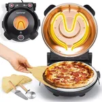 NutriChef Electric Pizza Oven | 12 Inch Countertop Pizza Maker with Temperature Control & Thermometer | Viewing Window for Precise Cooking | Heats up to 800F | Easy to Clean Non-Stick Stone | Black