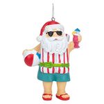 Ganz Santa Beach Ornament, Resin, 3 Inches Width, 4 Inches Height, Multicolor