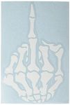 World Design Skull Skeleton Bone Middle Finger Flipping Off Car Decal/Sticker- White