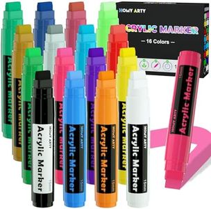 HOMY ARTY Acrylic Paint Markers - 16 Colors x 15mm Jumbo Tip, Waterproof and Permanent Paint Pens Markers for Stones, Signs, Poster Markers for Calligraphy