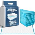 TANNESS 100 x Disposable Incontinence Bed Pads - 90x60cm Incontinence Pads Women and Men - Waterproof Sheet, Bed Wetting Mats w/ Self-Adhesive Tabs - Disposable Changing Mats Baby