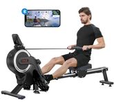 Dripex Magnetic Rowing Machine, App Compatible Rower with Aluminum Slide Rail,16 Adjustable Resistance, Max 265LBS Weight Capacity for Home Gym, Cardio &Strength Training Version (Silver)