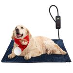 Toozey Pet Heating Pad, 6 Adjustable Temperature Dog Cat Heating Pad with Timer, Indoor Pet Heating Pads for Cats Dogs with Chew Resistant Cord, Electric Pads for Dogs Cats, Pet Heated Mat