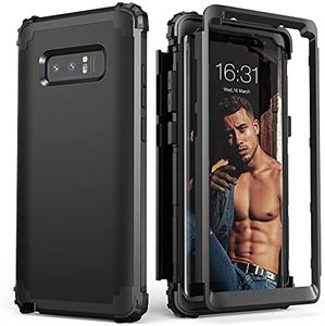 IDweel for Galaxy Note 8 Case, Note 8 Case Black for Men, 3 in 1 Shockproof Slim Hybrid Heavy Duty Protection Hard PC Cover Soft Silicone Rugged Bumper Full Body Case for for Galaxy Note 8, Black