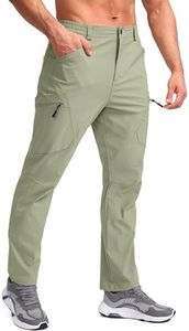 Pudolla Men's Outdoor Hiking Pants Lightweight Quick Dry Hiking Work Pants with 7 Pockets for Travel Fishing Golf, Light Green, Medium