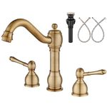 Aolemi Antique Brass 8 Inch Widespread Bathroom Sink Faucet Double Lever Handle 3 Hole Deck Mount Vanity Basin Mixer Tap with Pop Up Drain Assembly