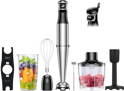 NEWSEE Immersion Blender Handheld 1200W Corded Stick Blender for Kitchen, Trigger Speed Control with Whisk,Milk Frother,Choper,Mixing Beaker,Masher for Soup, Baby Food, Smoothie, Cake, Puree (6-in-1)