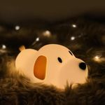 Zilloquill Cute Silicone Sleeping Puppy Lamp for Baby and Toddler,Animal Nursery Night Light for Boys and Girls,Squishy Lamp for Bedroom, Bedside, Kids Room Lamp 2 Color - White/OffWhite