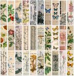 30 PCS Vintage Aesthetic Bookmark,Elegant Pattern Paper Bookmarks for Book Lovers, Simple Style Book Accessories Natural Style Book Marks Cute Bookmarks Pack Butterfly Flower Plant Bookmarks for Women