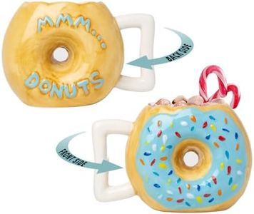 Ceramic Donut Mug - Delicious Chocolate Glaze Doughnut Mug with Sprinkles - Funny "MMM... Donuts!" Quote - Best Cup For Coffee, Tea, and More - Large 14 oz Size - Funny Coffee Mug Gift