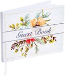 Floral Wedding Guest Book for Reception, Baby Shower with 56 Sheets/112 Pages, Bookmark Ribbon (8x6 in)