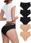 FallSweet High Waisted Underwear for Women Criss Cross Back Comfy Briefs Panties Pack(mixcolor3, Large)