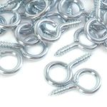 100x Heavy Duty Small Steel Screw in Eye Hooks - 20mm Frame/Loop/Ring Wall Hangers