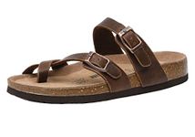 CUSHIONAIRE Women's Luna Cork Footbed Sandal With +Comfort, Brown Oily 8