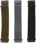 SING F LTD 3pcs 22mm Nylon Strap Compatible with Huawei GT Compatible with Samsung Galaxy Active/S2/S3 Replacement Loop Watch Band Reflective Black, Olive, Gray Watch Accessories